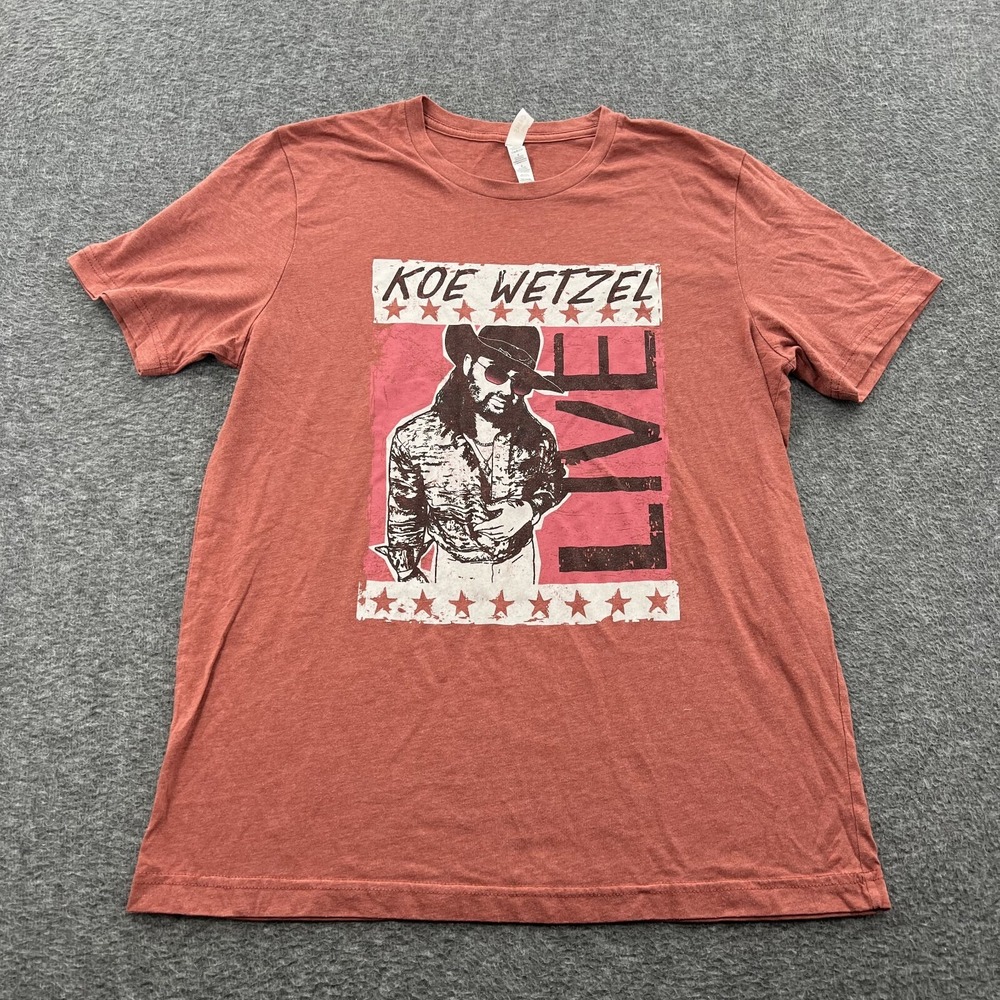 Koe Wetzel T Shirt Mens L Country Rock Live Western Concert Tour Orange SS EUC